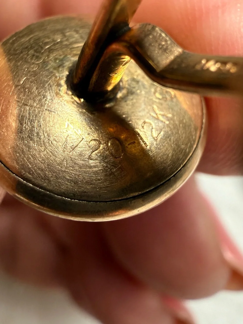 SWANK Gold-Tone Cufflinks with Black and Iridescent Pink-Gray Shell